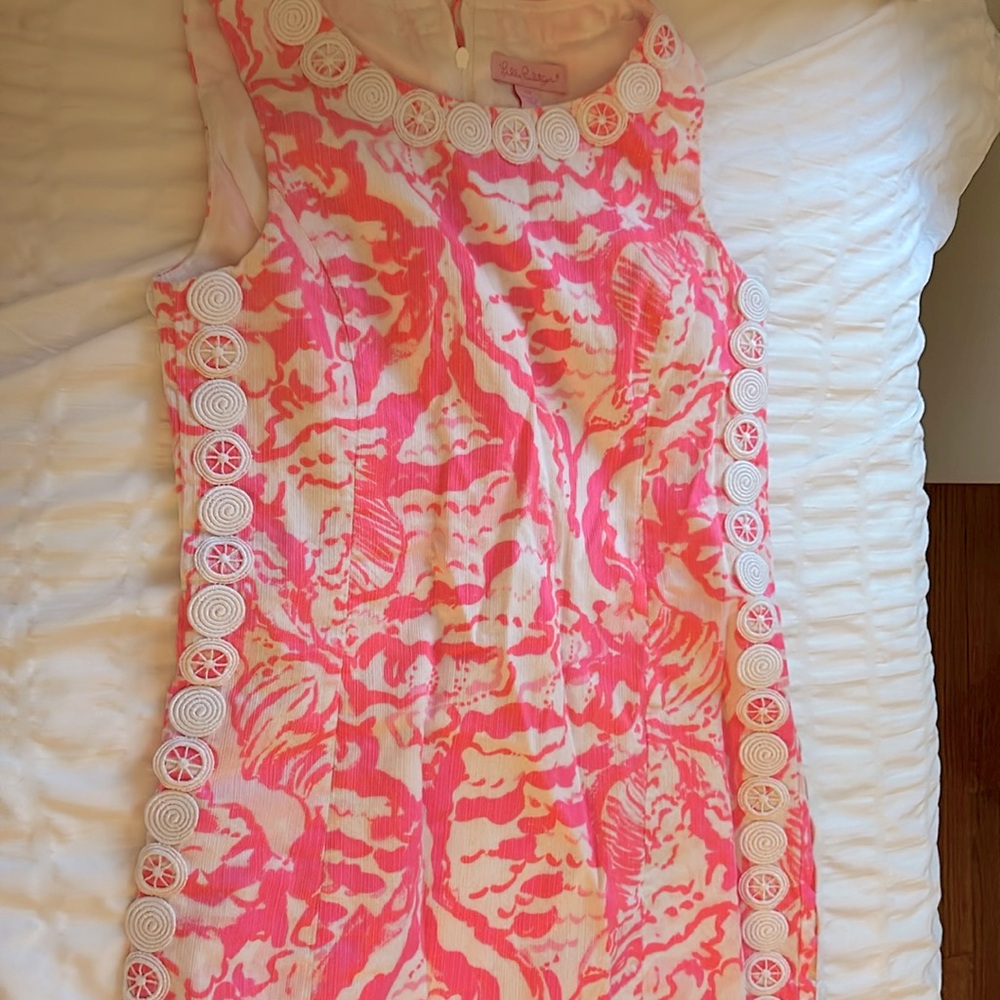 Pink and white Lily Pulitzer embroidered dress